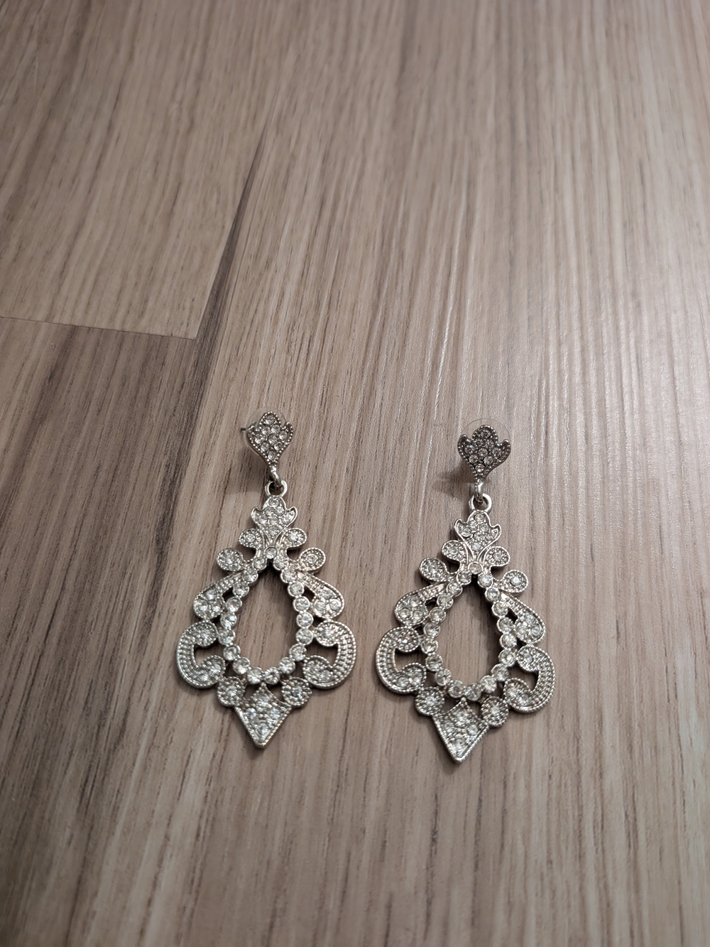 Delicate Silver Crystal Drop Earrings